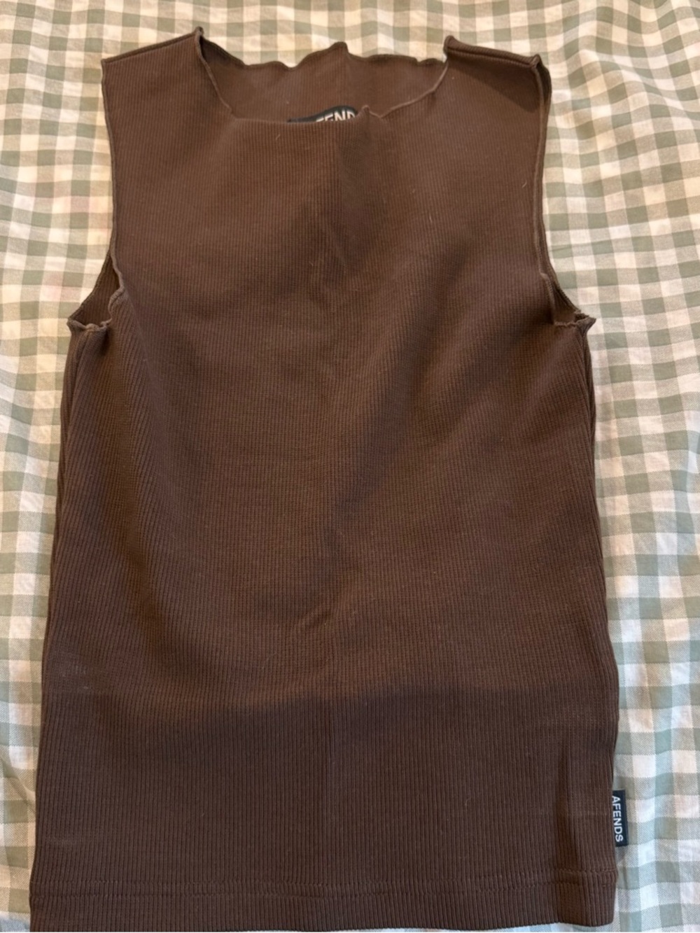 Afends Dark Brown Ribbed Tank Top